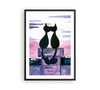 Affiche Poster 50x70cm Tableaux Image Photo Chats toit amour animal Wall Art
