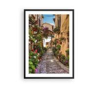 Affiche Poster 50x70cm Tableaux Image Photo Chemin fleurs maison cour Wall Art