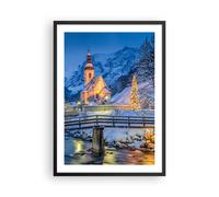 Affiche Poster 50x70cm Tableaux Image Photo De fête Église Neige Wall Art