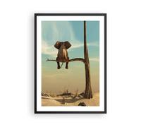Affiche Poster 50x70cm Tableaux Image Photo Éléphant S'asseyant Branche Wall Art