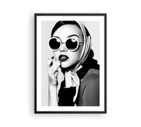 Affiche Poster 50x70cm Tableaux Image Photo Femme Lunettes Vintage Wall Art