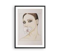 Affiche Poster 50x70cm Tableaux Image Photo Femme Silence Fleur Wall Art