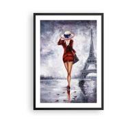 Affiche Poster 50x70cm Tableaux Image Photo Femme Tour Eiffel Wall Art