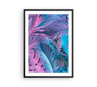 Affiche Poster 50x70cm Tableaux Image Photo Feuilles Rose Bleu Wall Art