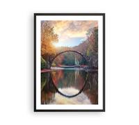 Affiche Poster 50x70cm Tableaux Image Photo Jardin Rhododendrons Pont Wall Art