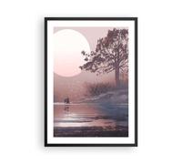 Affiche Poster 50x70cm Tableaux Image Photo Lune Couple Arbre Wall Art