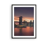 Affiche Poster 50x70cm Tableaux Image Photo Nouveau york pont nuit Wall Art