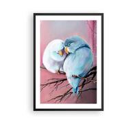 Affiche Poster 50x70cm Tableaux Image Photo Oiseaux Bleu Branche Wall Art