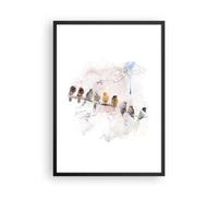 Affiche Poster 50x70cm Tableaux Image Photo Oiseaux Canaries Branche Wall Art