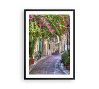 Affiche Poster 50x70cm Tableaux Image Photo Rue décoration fleurs Grèce Wall Art