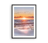 Affiche Poster 50x70cm Tableaux Image Photo Soleil Plage Oiseaux Wall Art