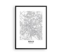 Affiche Poster 50x70cm Tableaux Image Photo Ville Carte Berlin Wall Art