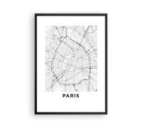 Affiche Poster 50x70cm Tableaux Image Photo Ville Carte Paris Wall Art