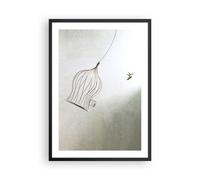 Affiche Poster 50x70cm Tableaux Image Photo Vol Oiseau Cage Wall Art Decoration