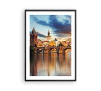 Affiche Poster 50x70cm Tableaux Image Prague pont histoire rivière Wall Art