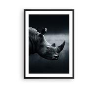 Affiche Poster 50x70cm Tableaux Image Rhinocéros Noir Et Blanc Portrait Wall Art
