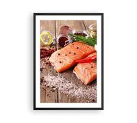 Affiche Poster 50x70cm Tableaux Image Saumon poisson nourriture cuisine Wall Art