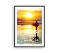 Affiche Poster 50x70cm Tableaux Surfeur Coucher de soleil Océan planche Art
