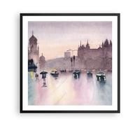 Affiche Poster 60x60cm Tableaux Image Aquarelle Ville Monuments Historiques Art