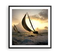 Affiche Poster 60x60cm Tableaux Image bateau coucher du soleil le soleil Paysage