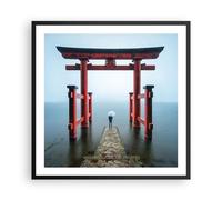 Affiche Poster 60x60cm Tableaux Image Itsukushima-Jinja Temple Parapluie Art
