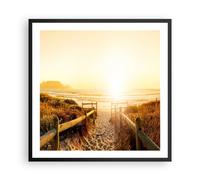 Affiche Poster 60x60cm Tableaux Image le lever du soleil vague île océan Art