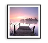 Affiche Poster 60x60cm Tableaux Image Matinée lever de soleil brouillard lac Art