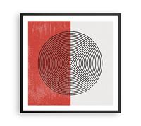 Affiche Poster 60x60cm Tableaux Image Photo Abstraction Blanc-Rouge Cercles Art