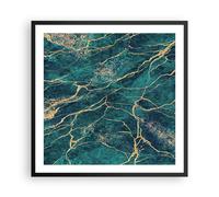 Affiche Poster 60x60cm Tableaux Image Photo Abstraction Or Turquoise Wall Art
