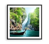 Affiche Poster 60x60cm Tableaux Image Photo Bateau falaises nature rochers Art