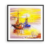 Affiche Poster 60x60cm Tableaux Image Photo Bateaux soleil mer voyage Wall Art