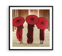 Affiche Poster 60x60cm Tableaux Image Photo Bhoutan Parapluie Rouge Wall Art