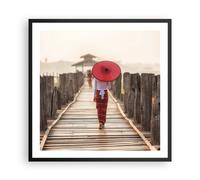 Affiche Poster 60x60cm Tableaux Image Photo Birmanie Parapluie Pont Wall Art