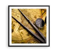 Affiche Poster 60x60cm Tableaux Image Photo Boussole aventure voyage Wall Art