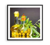Affiche Poster 60x60cm Tableaux Image Photo Bouteille pot olive huile Wall Art