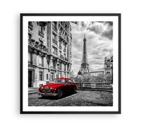 Affiche Poster 60x60cm Tableaux Image Photo Car Eiffle Rue Wall Art Decoration
