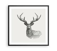 Affiche Poster 60x60cm Tableaux Image Photo Cerf Croquis Scandinave Wall Art