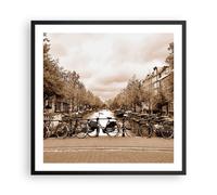 Affiche Poster 60x60cm Tableaux Image Photo Chaîne vélos Amsterdam centre Art
