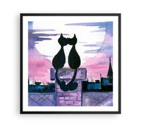Affiche Poster 60x60cm Tableaux Image Photo Chats toit amour animal Wall Art