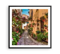 Affiche Poster 60x60cm Tableaux Image Photo Chemin fleurs maison cour Wall Art