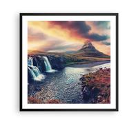 Affiche Poster 60x60cm Tableaux Image Photo Chute D'Eau Ciel Montagne Wall Art