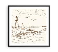 Affiche Poster 60x60cm Tableaux Image Photo Croquis Côte Lanterne Wall Art