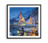 Affiche Poster 60x60cm Tableaux Image Photo De fête Église Neige Wall Art