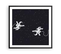 Affiche Poster 60x60cm Tableaux Image Photo Dessin Animé Astronautes Cosmos Art