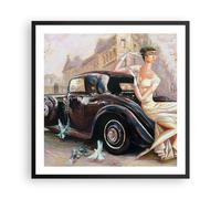 Affiche Poster 60x60cm Tableaux Image Photo femme rétro style Wall Art