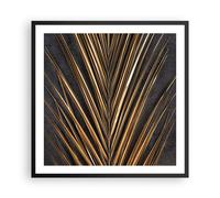Affiche Poster 60x60cm Tableaux Image Photo Feuille Or Noir Wall Art Decoration