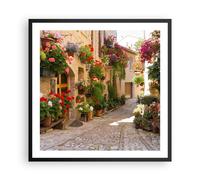 Affiche Poster 60x60cm Tableaux Image Photo fleur rue maison Wall Art
