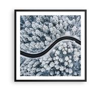 Affiche Poster 60x60cm Tableaux Image Photo Forêt Hiver Rue Wall Art Decoration