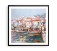 Affiche Poster 60x60cm Tableaux Image Photo Île Bateaux Port Wall Art
