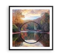 Affiche Poster 60x60cm Tableaux Image Photo Jardin Rhododendrons Pont Wall Art